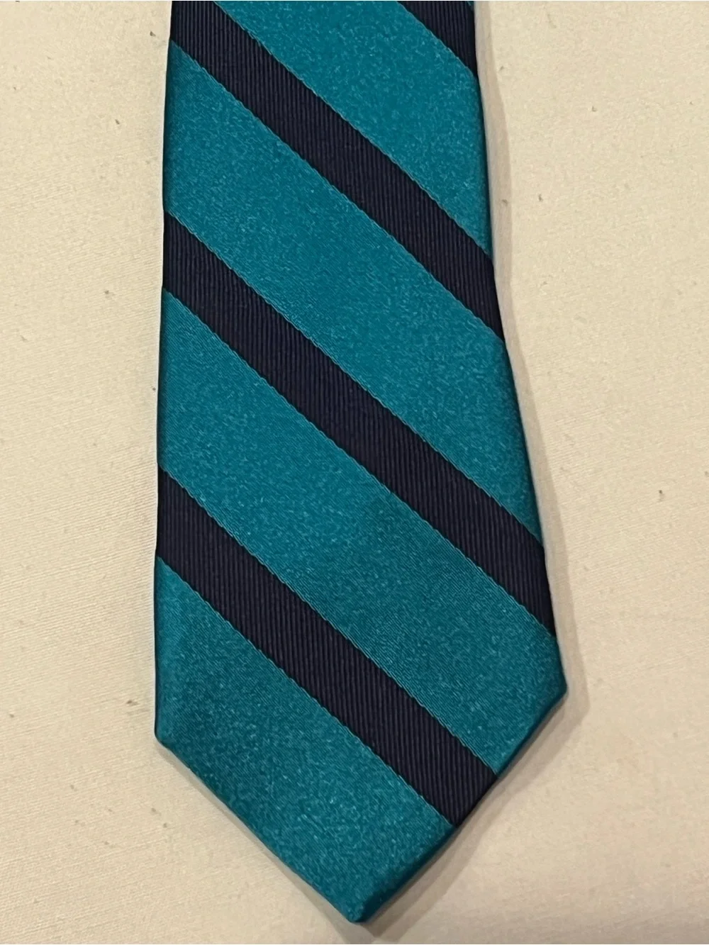 Crewcuts Neck tie Boys 52” Teal & Black Diagonal Stripes 100% Silk Sizes 8-16